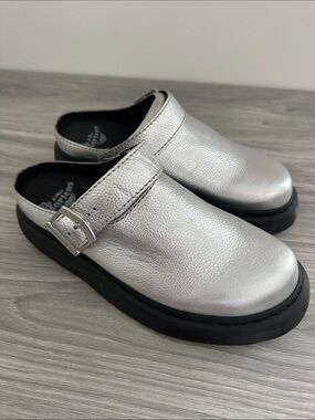 Dr. Martens Silver Buckle Clog Mules